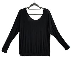 Adore Me Women's XL Long Sleeve Ribbon Tee Black Pink Balletcore Elevated Basic